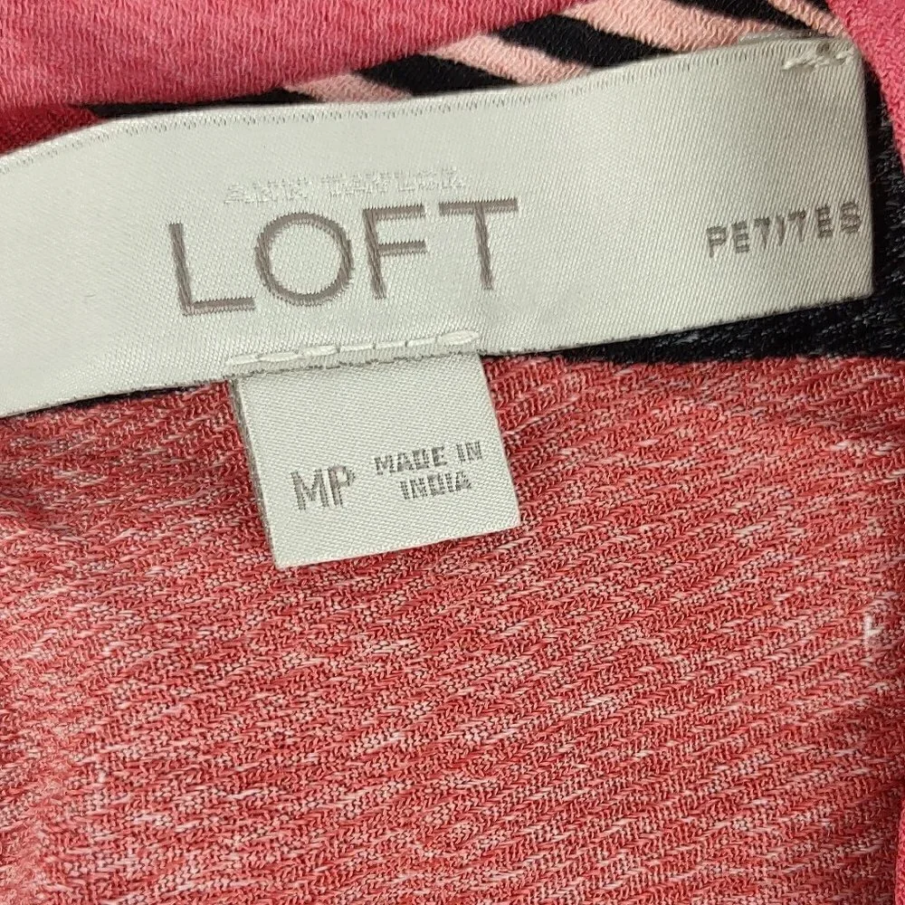 Ann Taylor LOFT Sleeveless Lightweight Striped Pink Red Shift Dress. Size MP - Picture 7 of 8